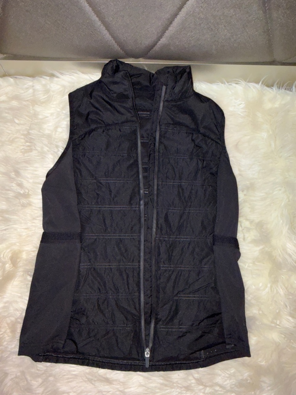 Avia Black Quilted Sleeveless Vest with Stretch Panels